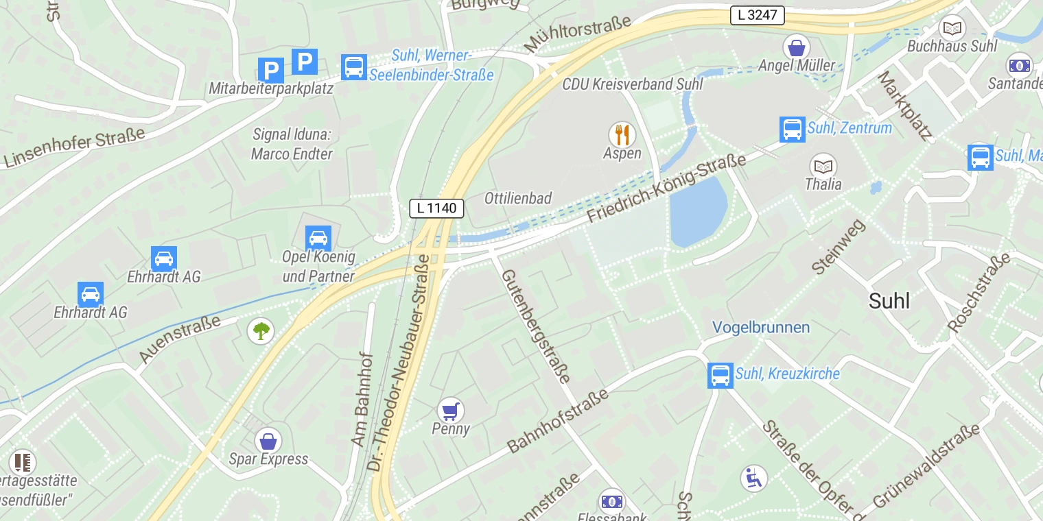 Kartenansicht Psychiatrische Tagesklinik Suhl