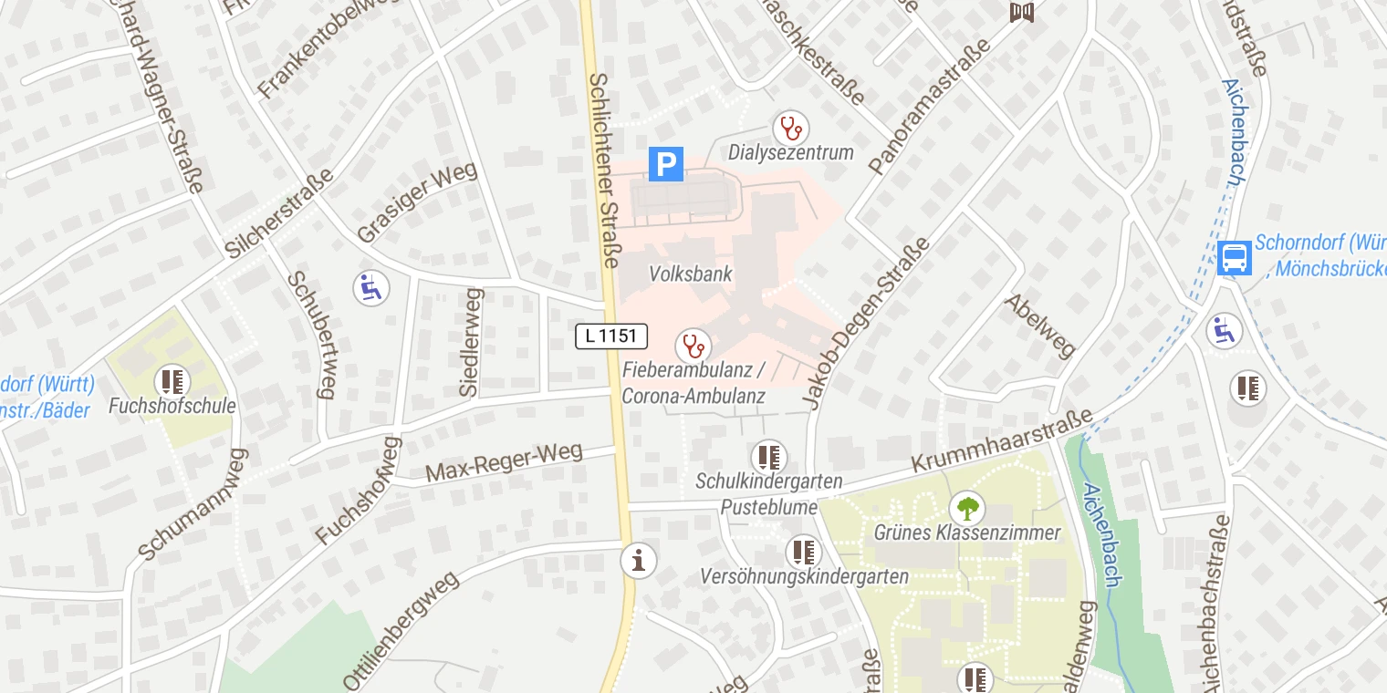 Kartenansicht Rems-Murr-Klinik Schorndorf