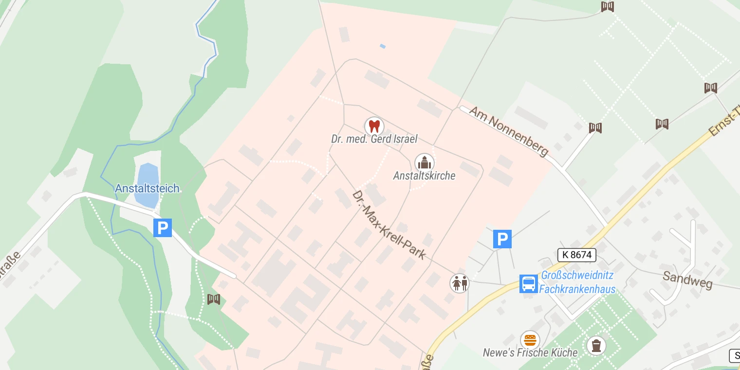 Kartenansicht Sächsisches Krankenhaus Großschweidnitz