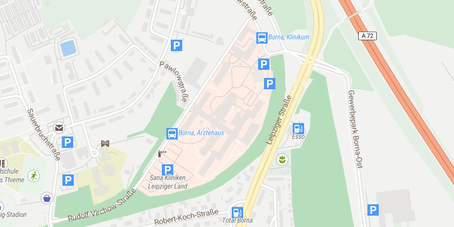 Kartenansicht Sana Klinikum Borna