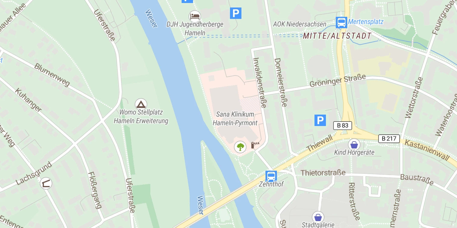Kartenansicht Sana Klinikum Hameln-Pyrmont
