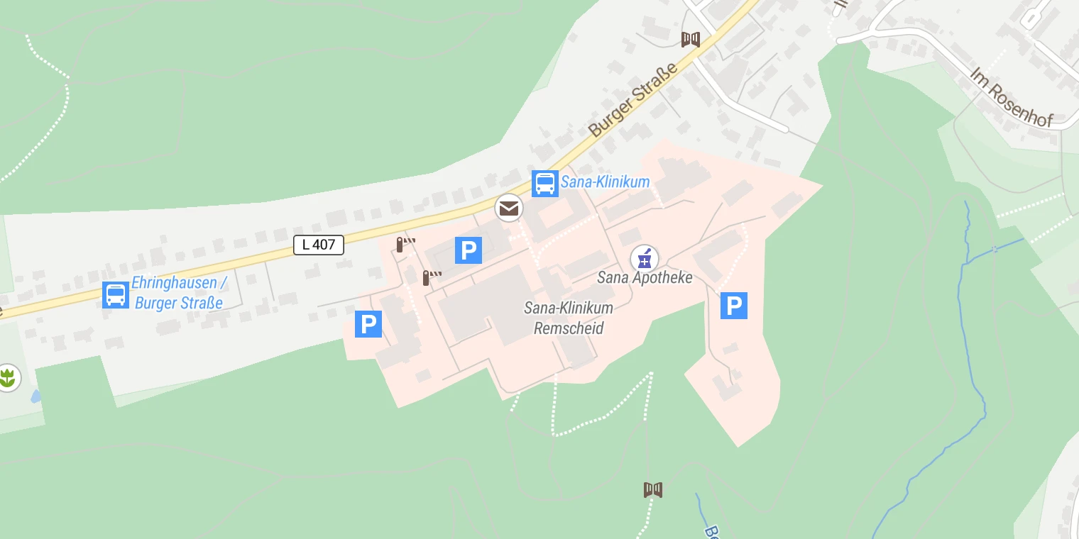 Kartenansicht Sana-Klinikum Remscheid