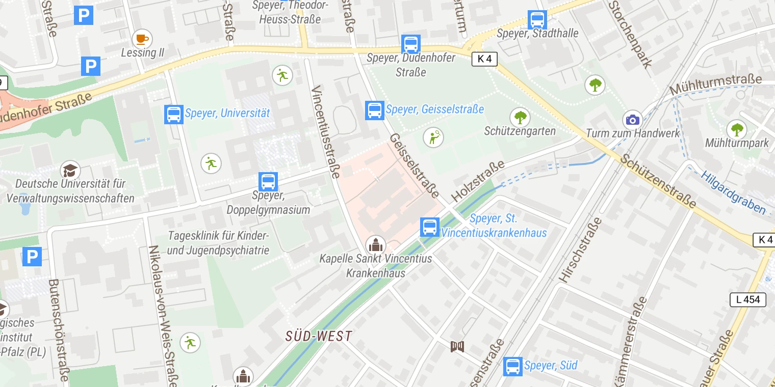 Kartenansicht Sankt Vincentius Krankenhaus