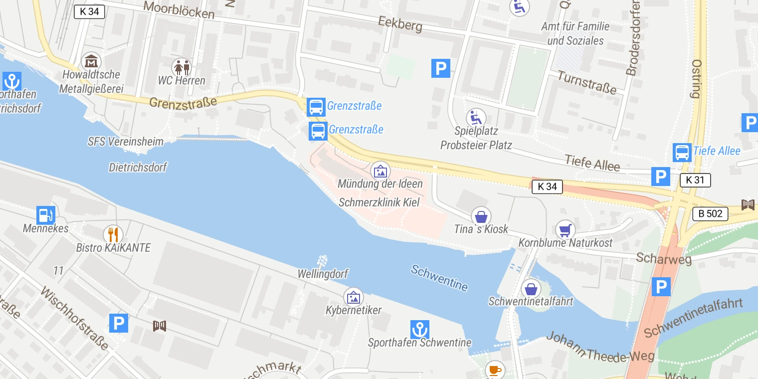 Kartenansicht Schmerzklinik Kiel