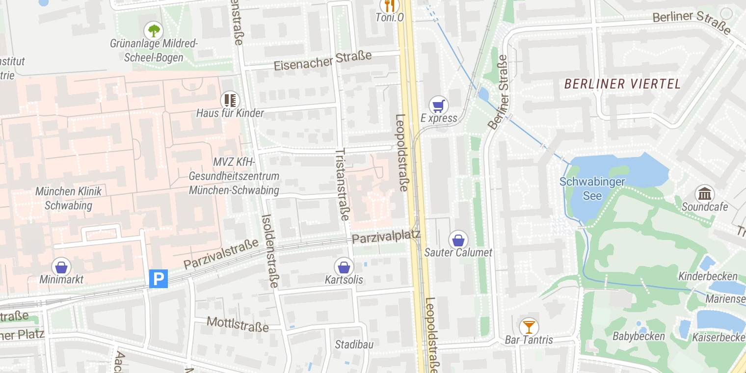Kartenansicht Schön Klinik München Schwabing