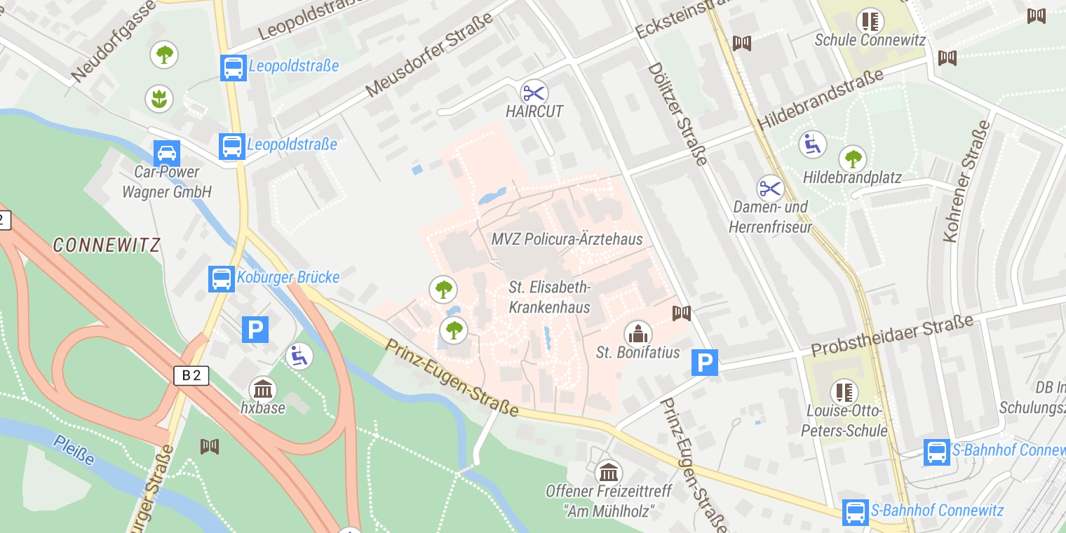 Kartenansicht St. Elisabeth-Krankenhaus Leipzig
