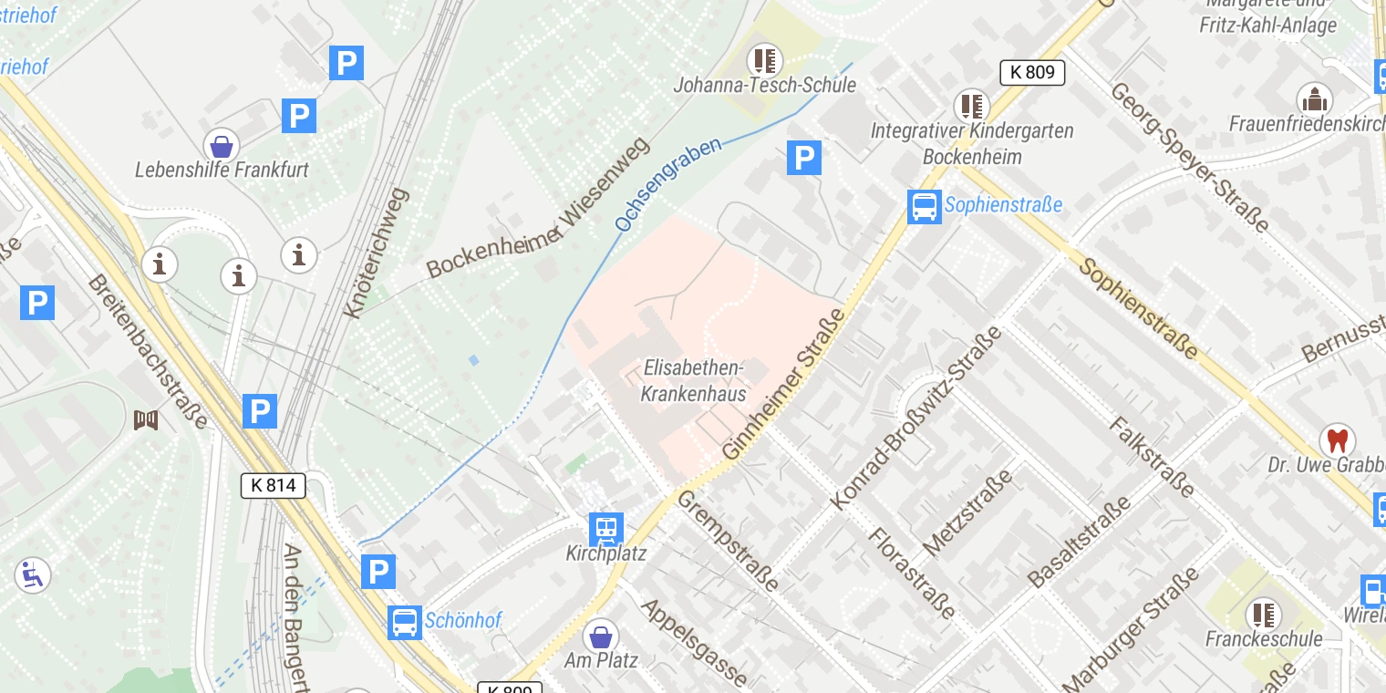 Kartenansicht St. Elisabethen-Krankenhaus