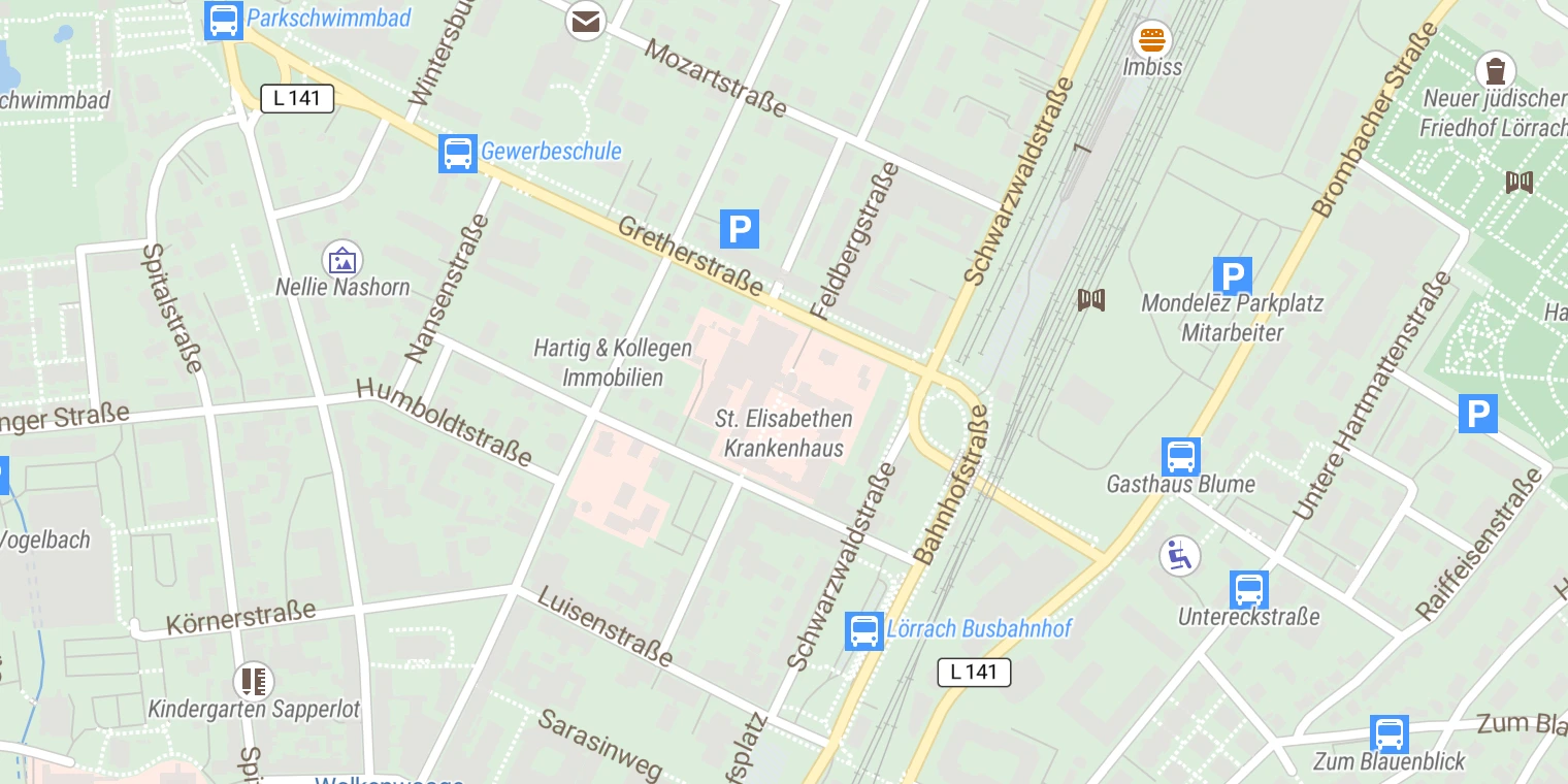 Kartenansicht St. Elisabethen-Krankenhaus Lörrach