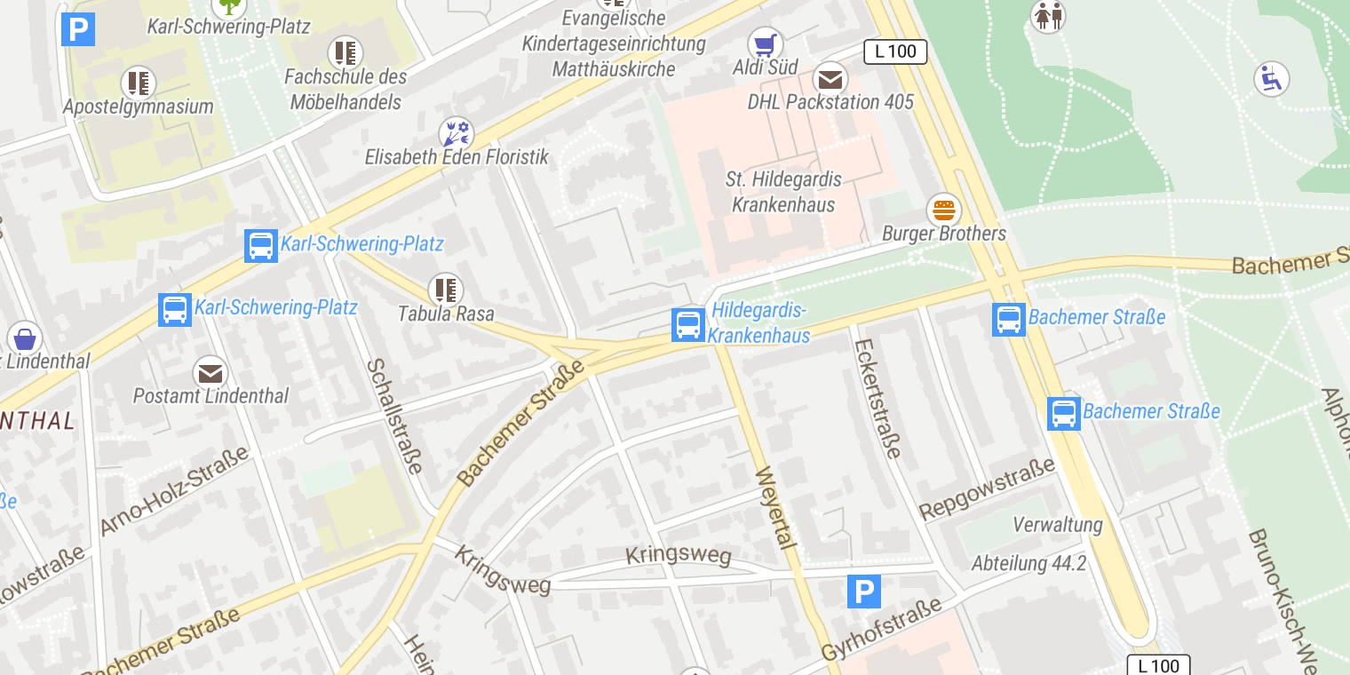 Kartenansicht St. Hildegardis Krankenhaus