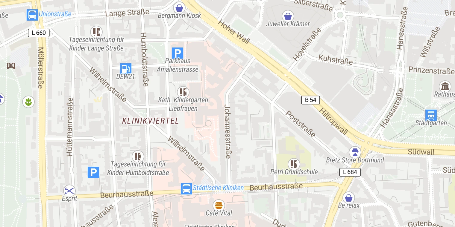 Kartenansicht St.-Johannes-Hospital Dortmund