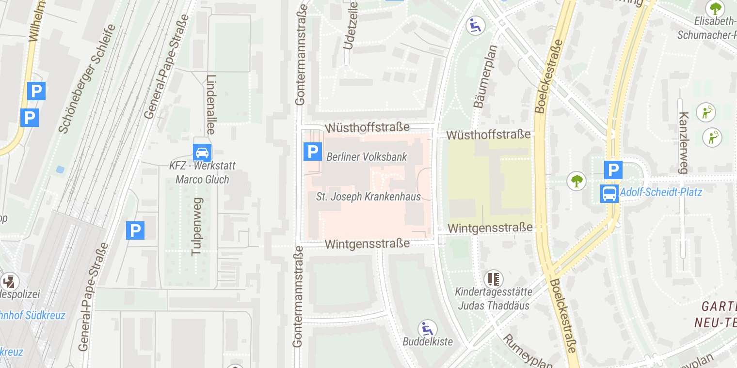Kartenansicht St. Joseph Krankenhaus Berlin-Tempelhof