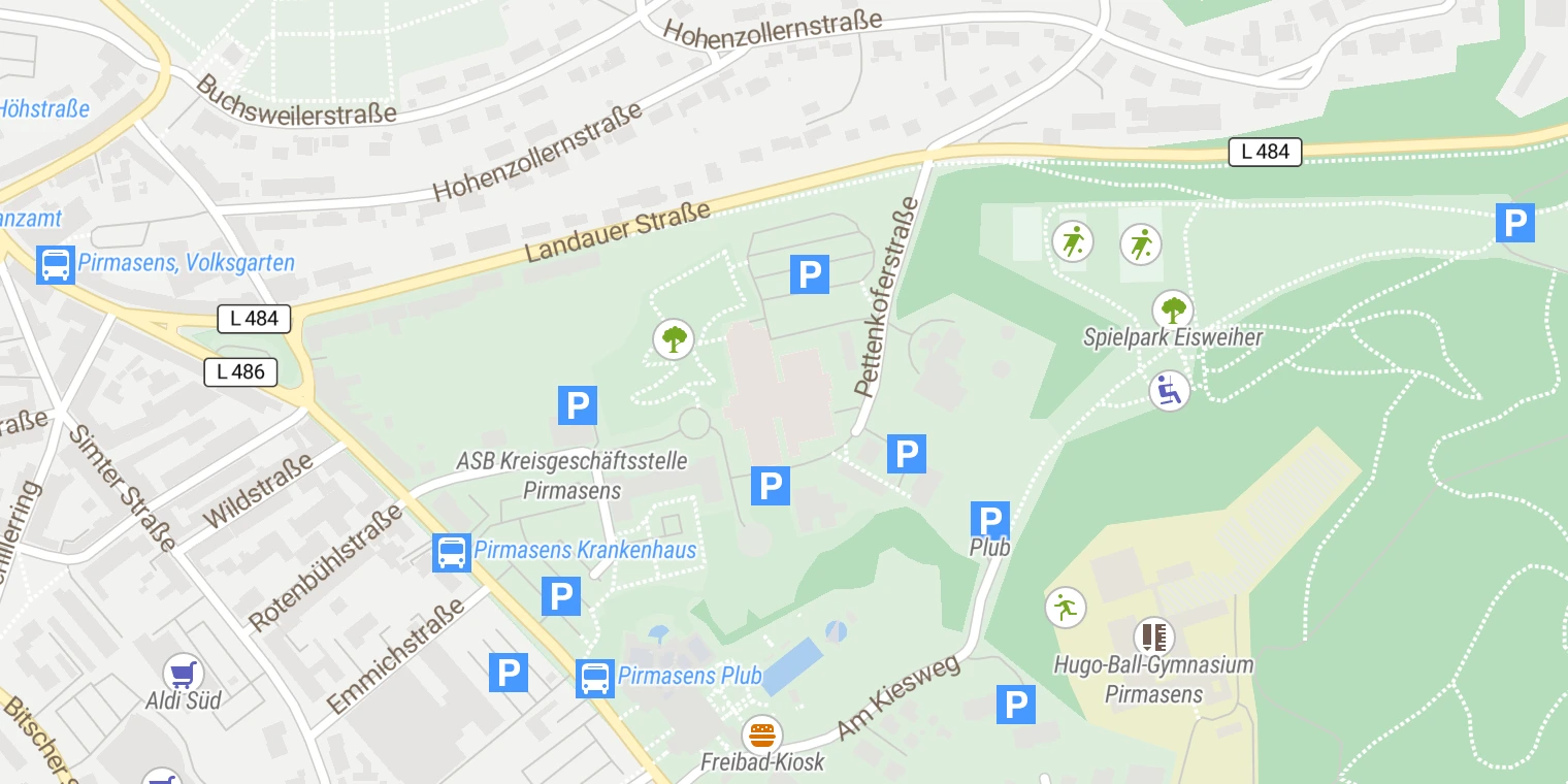 Kartenansicht Städtisches Krankenhaus Pirmasens