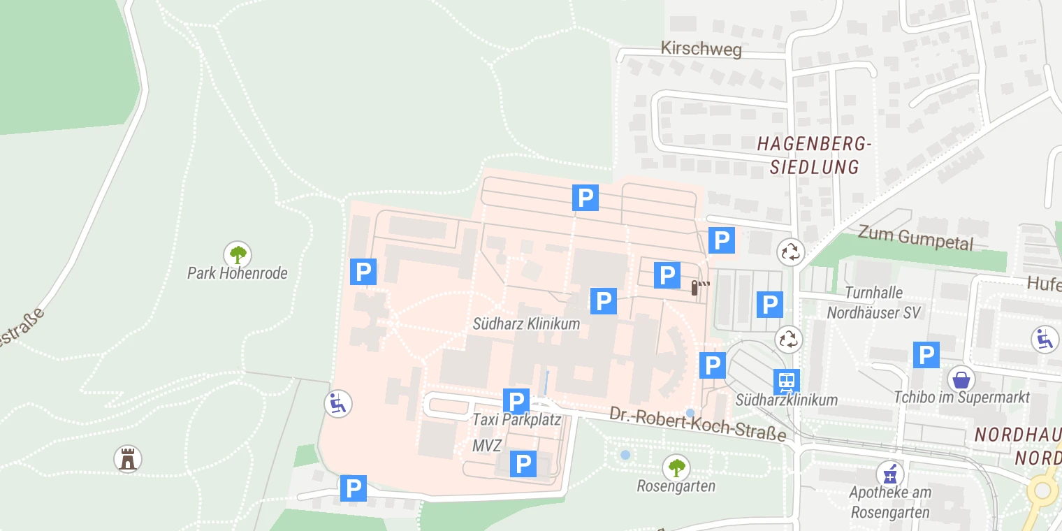 Kartenansicht Südharz Klinikum Nordhausen
