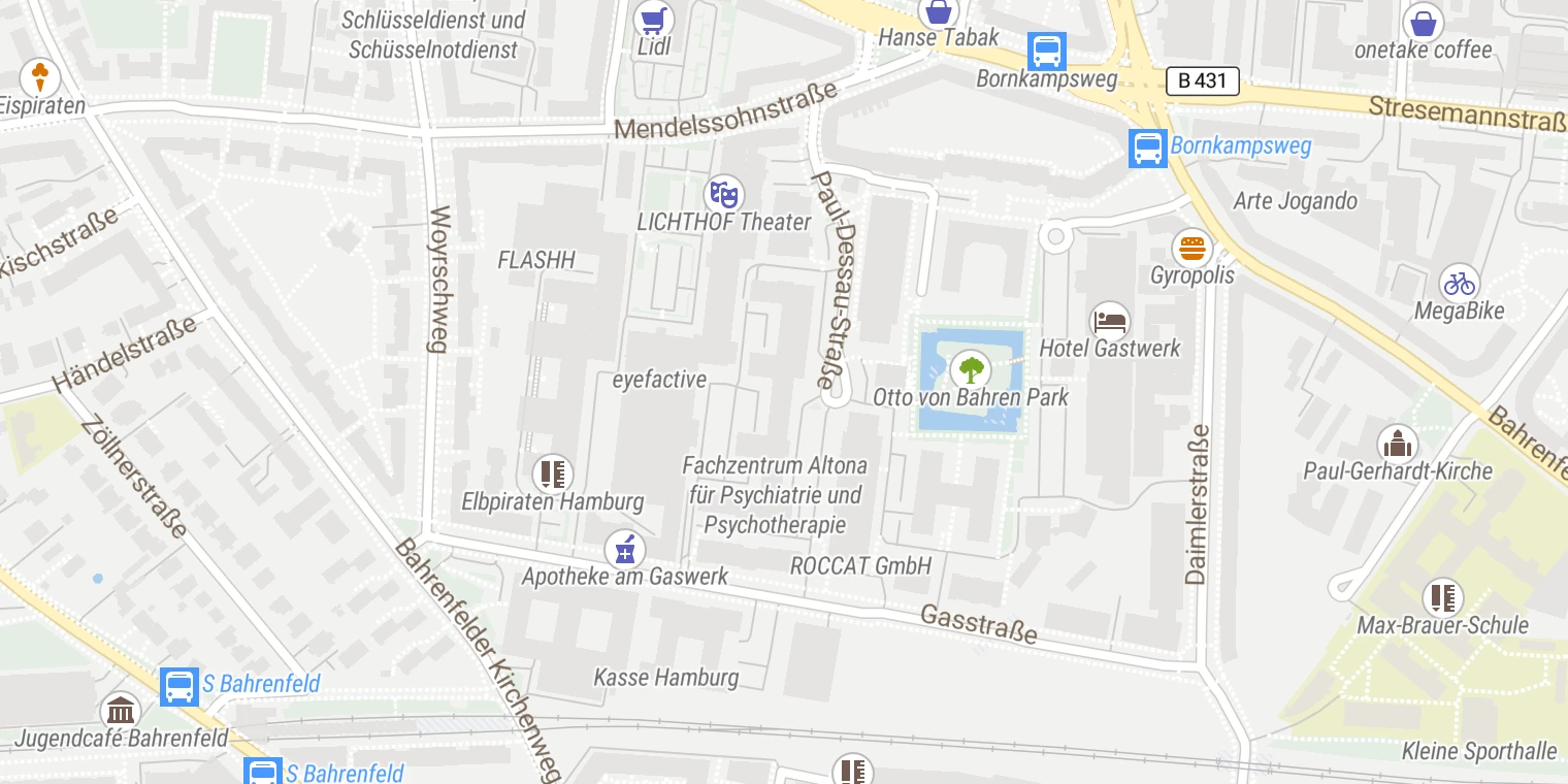 Kartenansicht Tagesklinik Altona