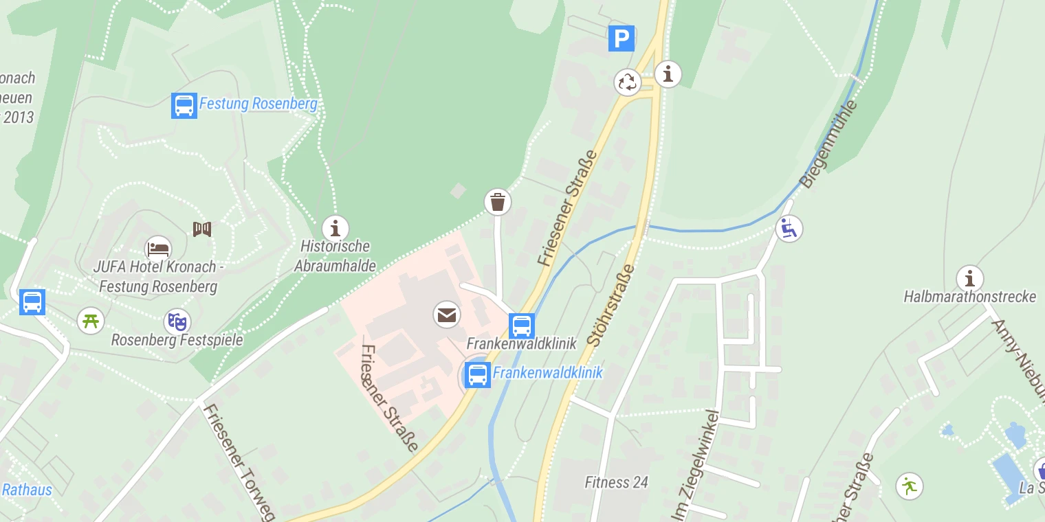 Kartenansicht Tagesklinik für Psychiatrie, Psychotherapie und Psychosomatik in Kronach