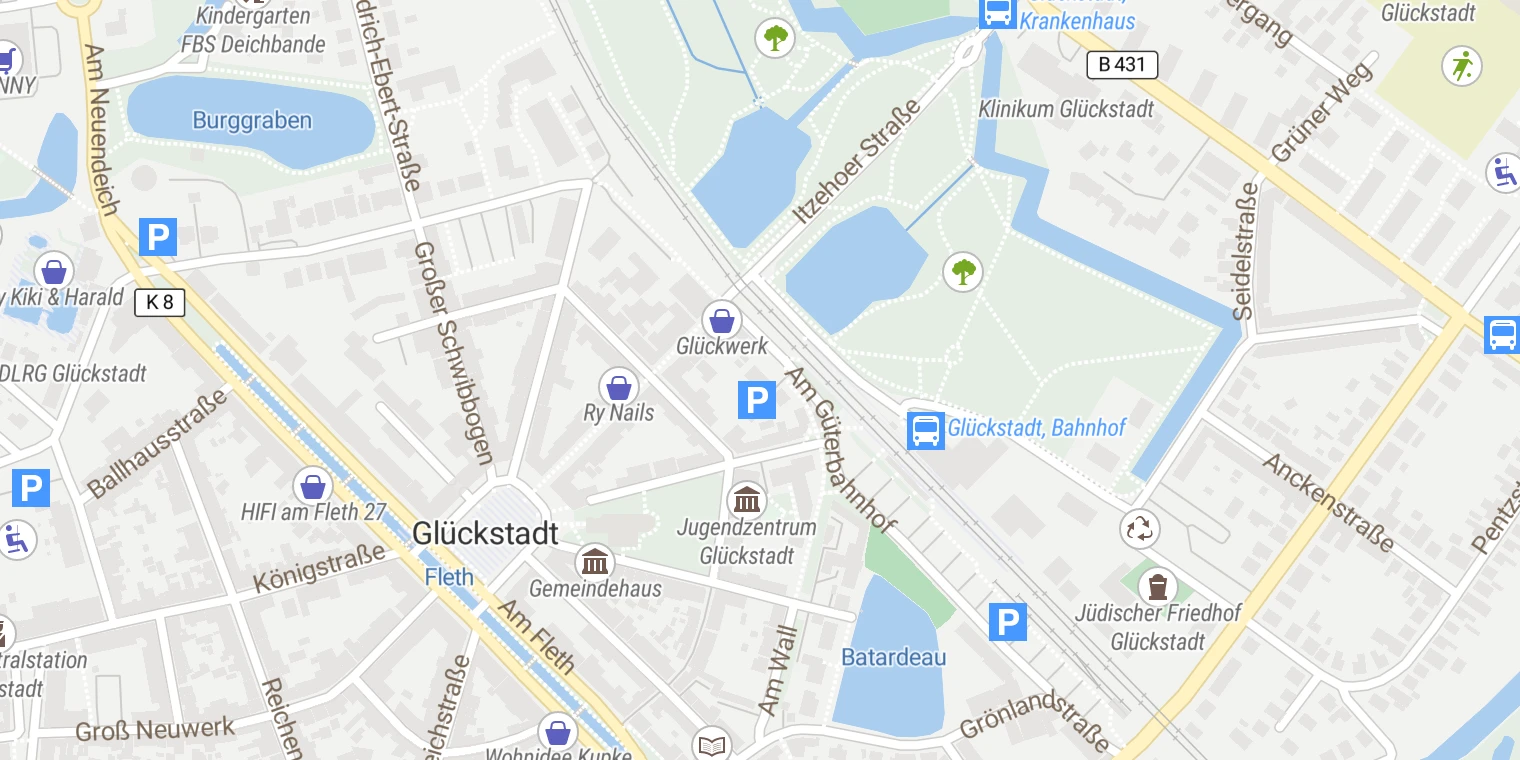 Kartenansicht Tagesklinik für Psychiatrie und Psychotherapie  Glückstadt