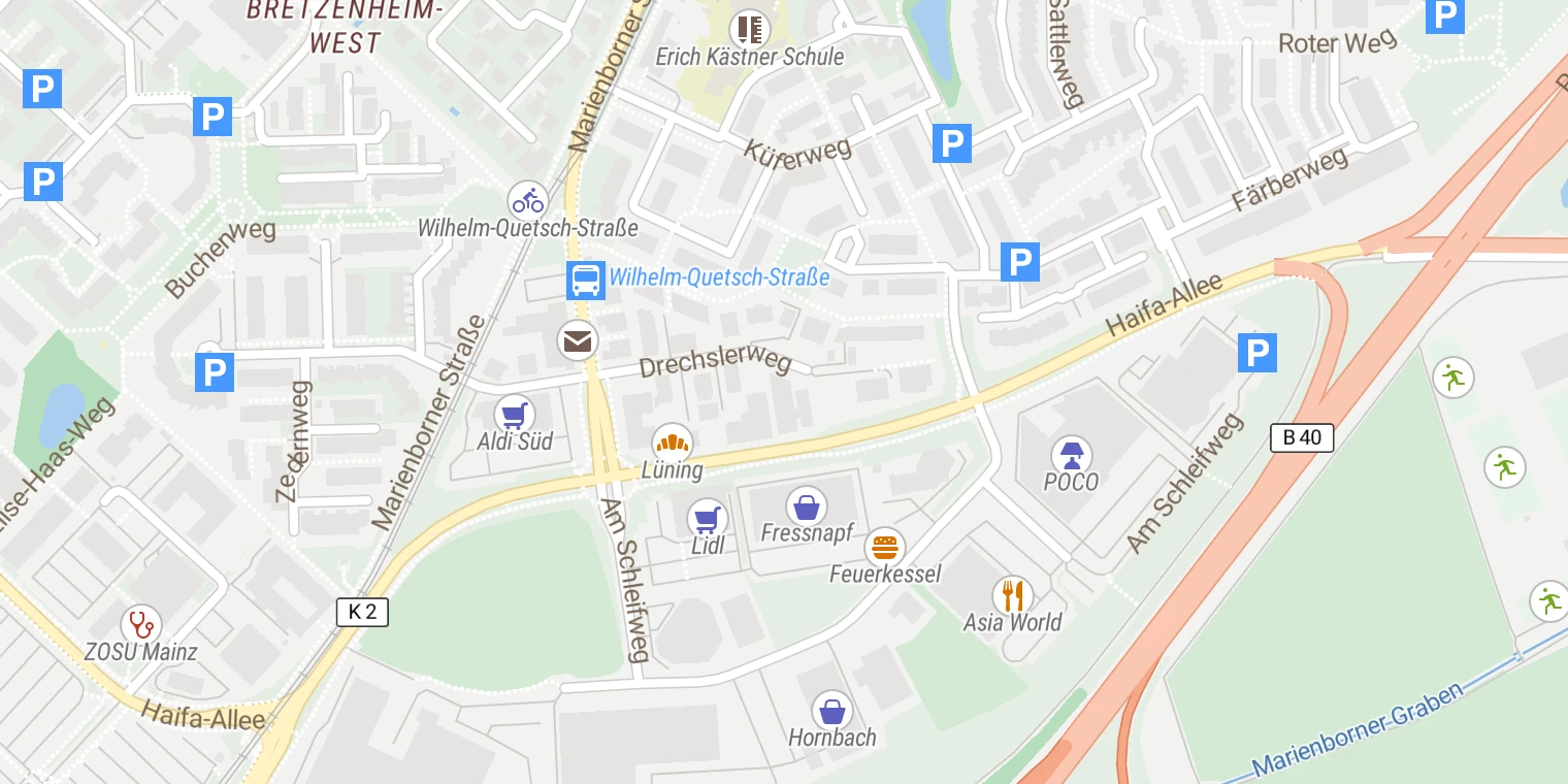 Kartenansicht Tagesklinik für Psychiatrie und Psychotherapie Mainz
