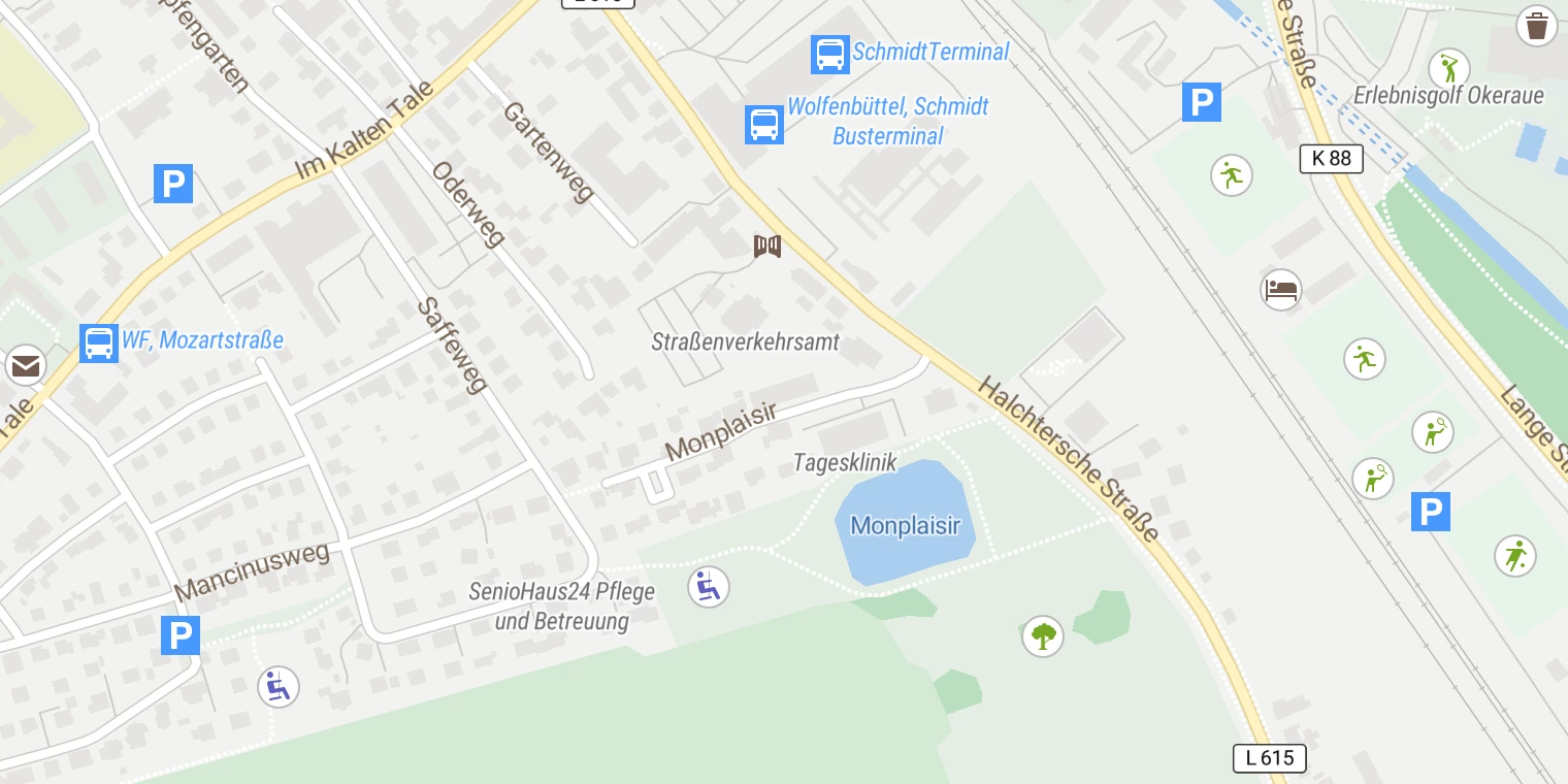 Kartenansicht Tagesklinik Wolfenbüttel