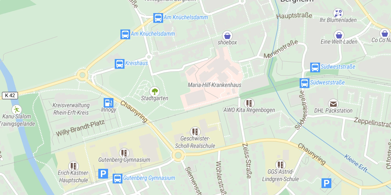 Kartenansicht Therapiezentrum Bergheim