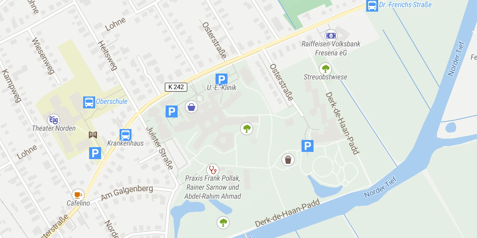 Kartenansicht Ubbo-Emmius-Klinik, RGZ Norden