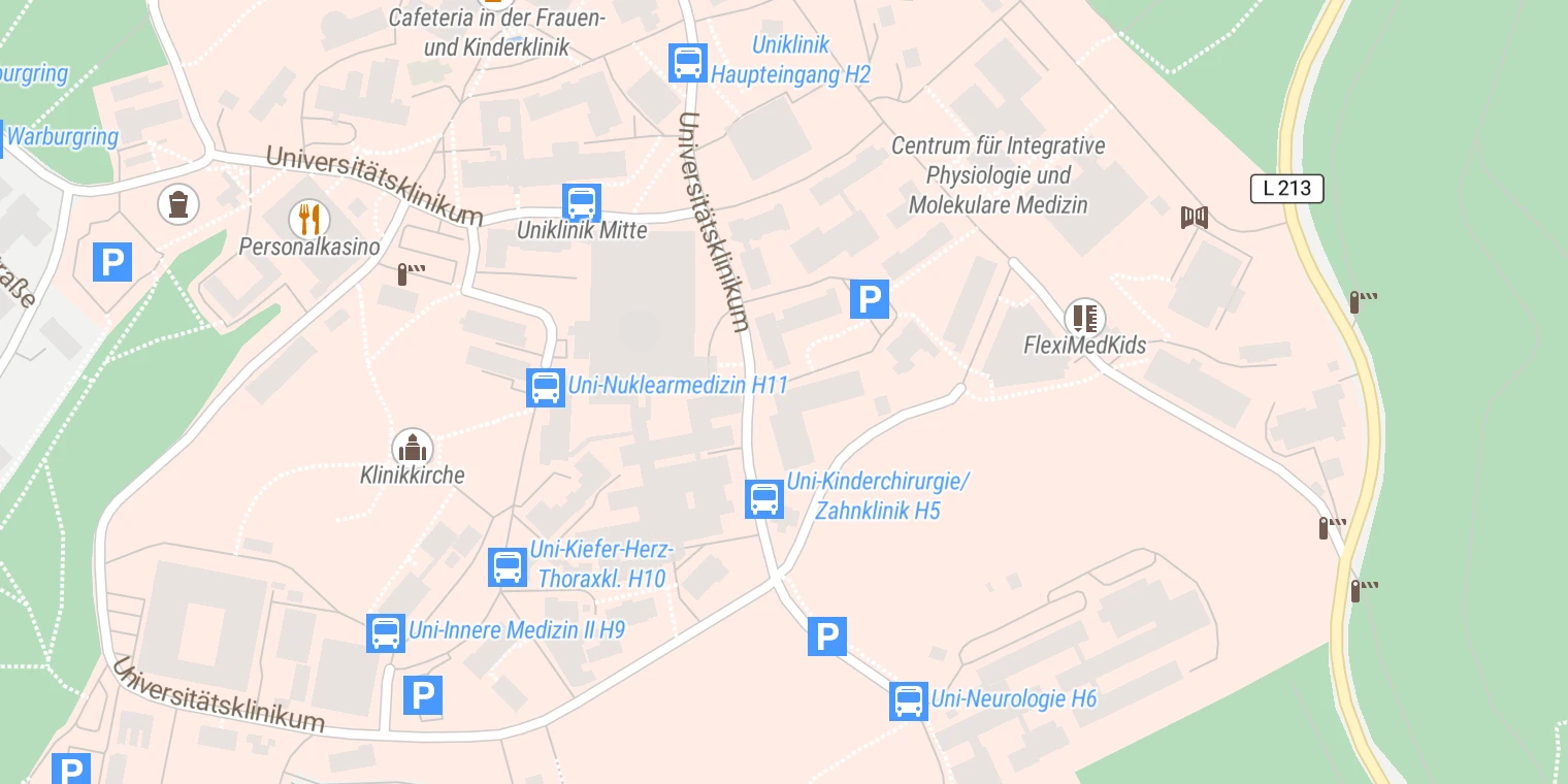 Kartenansicht Universitätsklinikum des Saarlandes