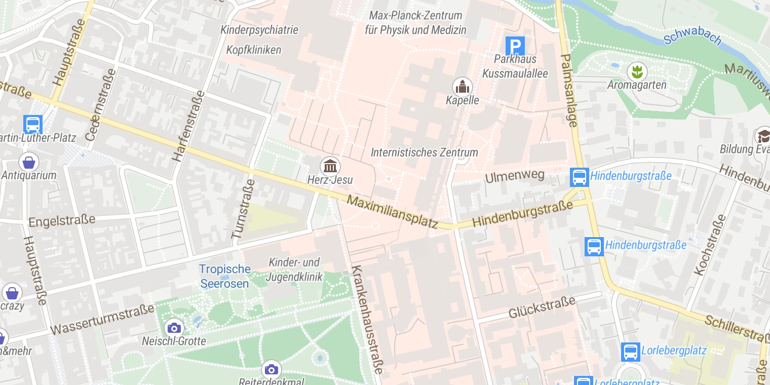 Kartenansicht Universitätsklinikum Erlangen