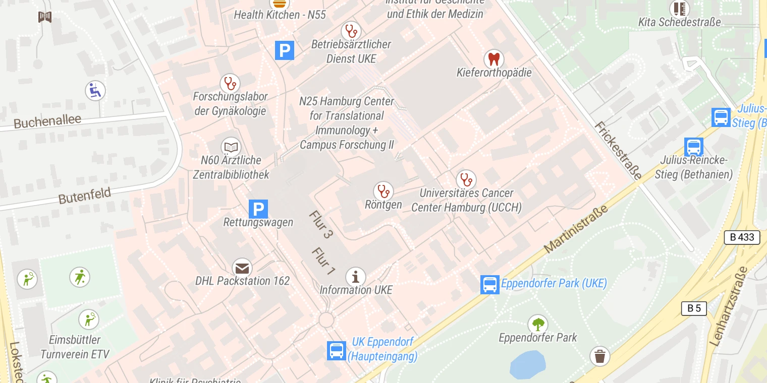 Kartenansicht Universitätsklinikum Hamburg-Eppendorf