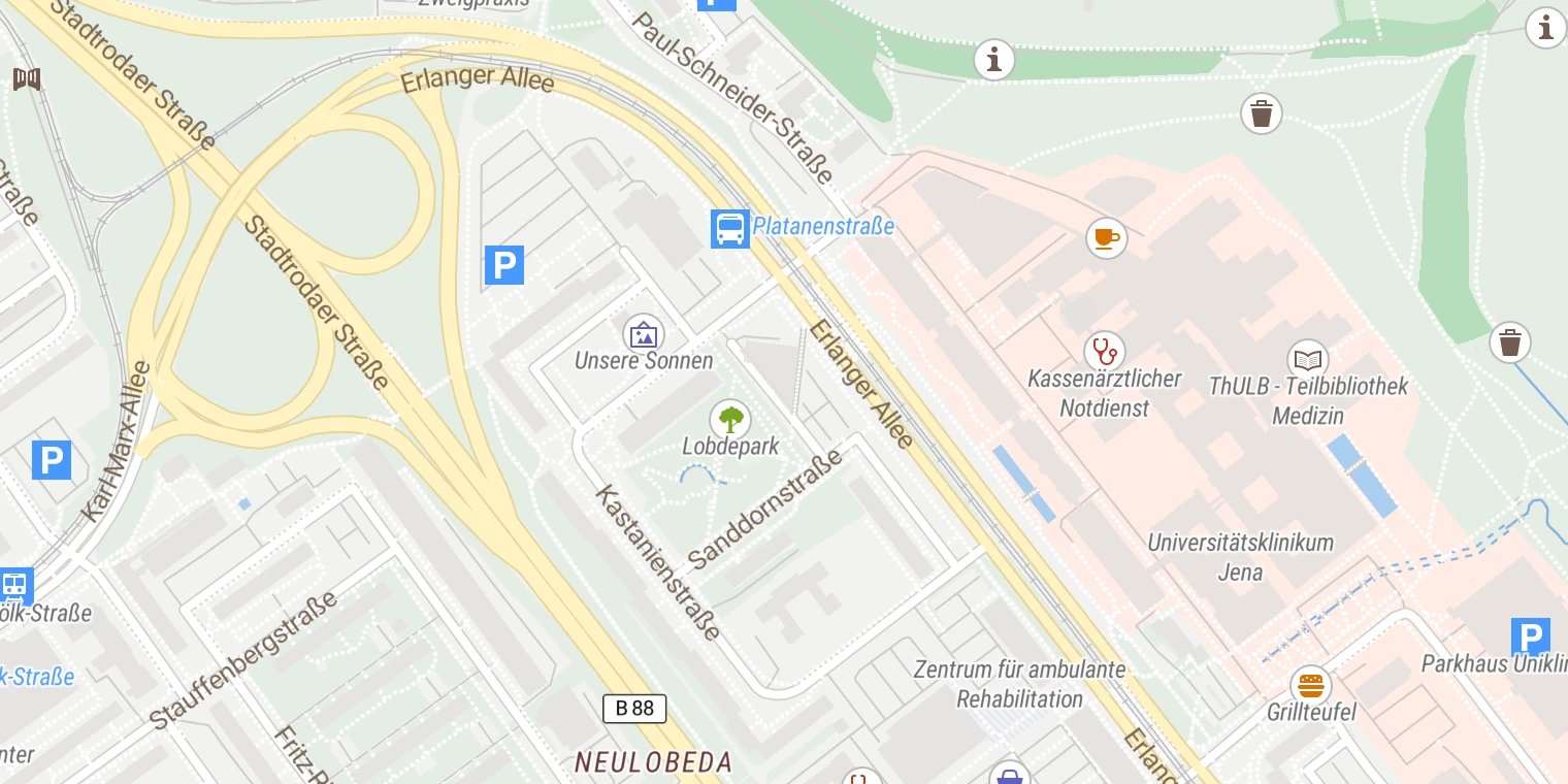 Kartenansicht Universitätsklinikum Jena