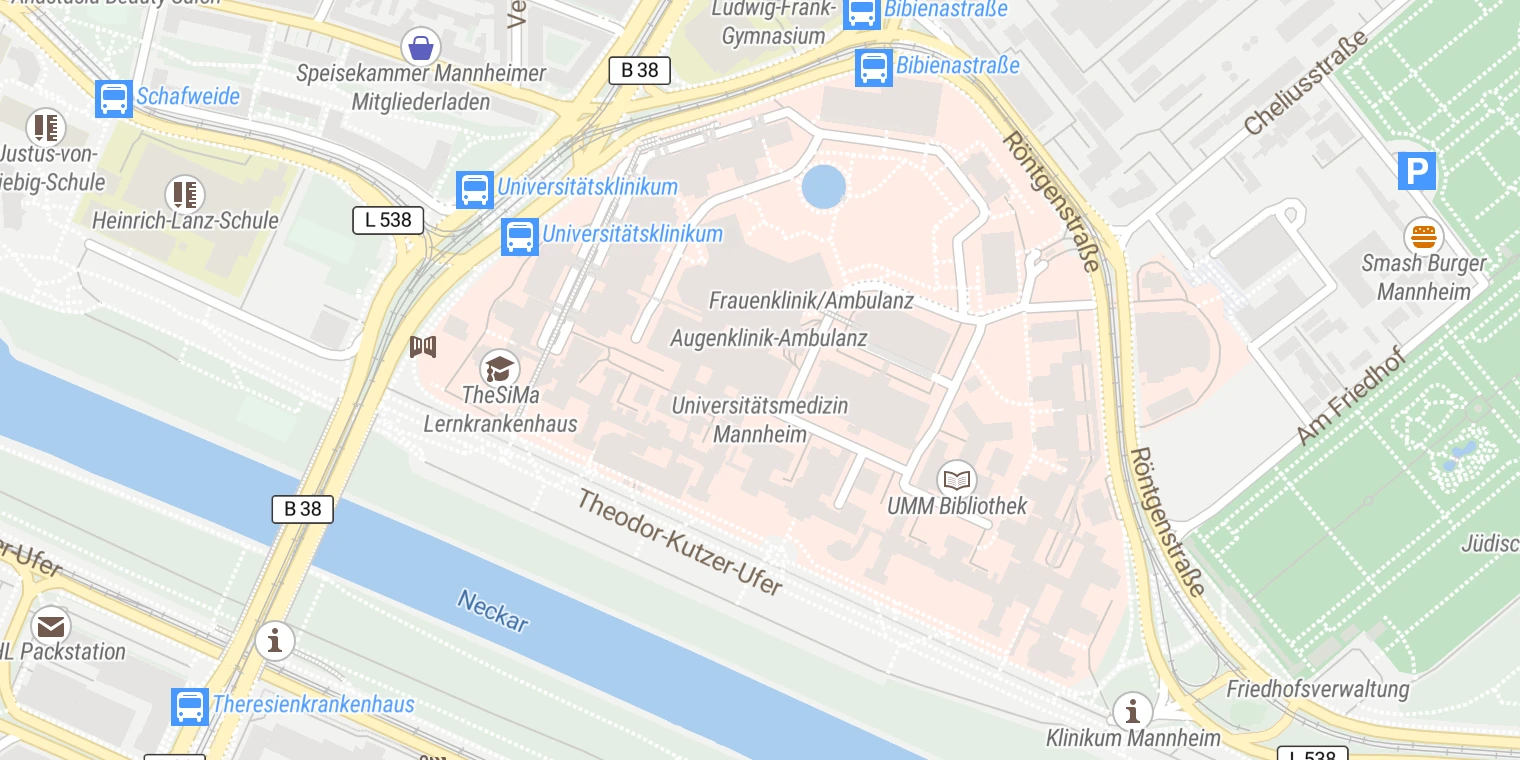Kartenansicht Universitätsklinikum Mannheim