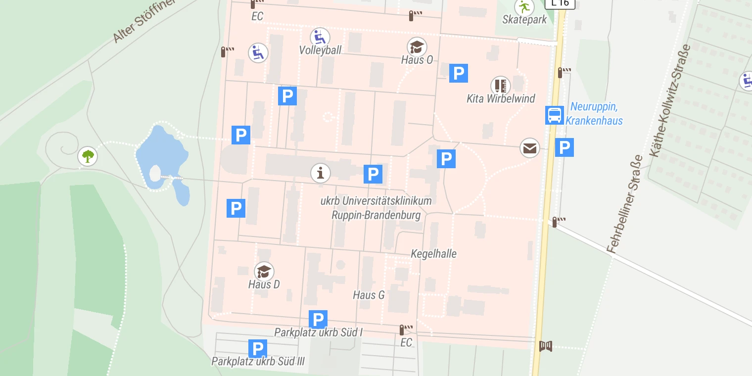Kartenansicht Universitätsklinikum Ruppin-Brandenburg
