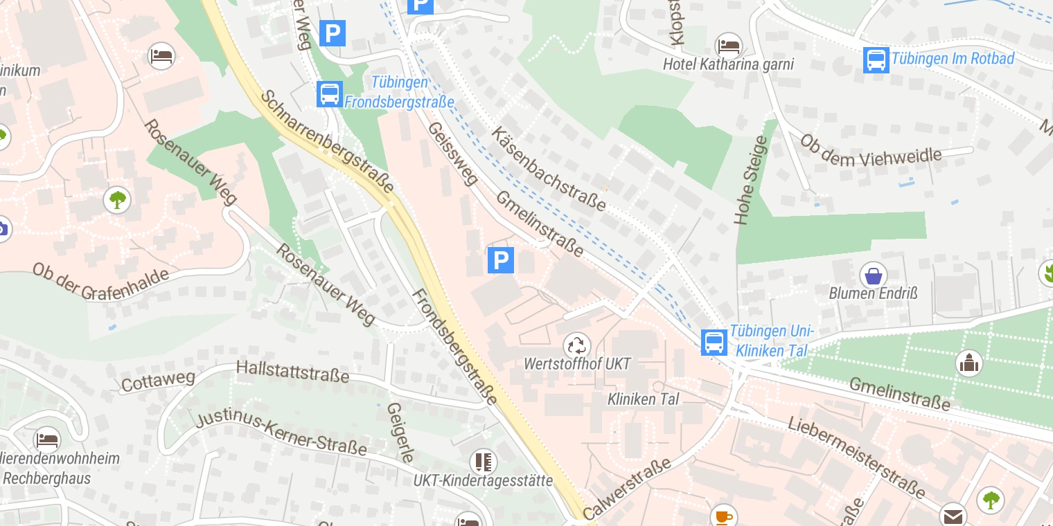 Kartenansicht Universitätsklinikum Tübingen