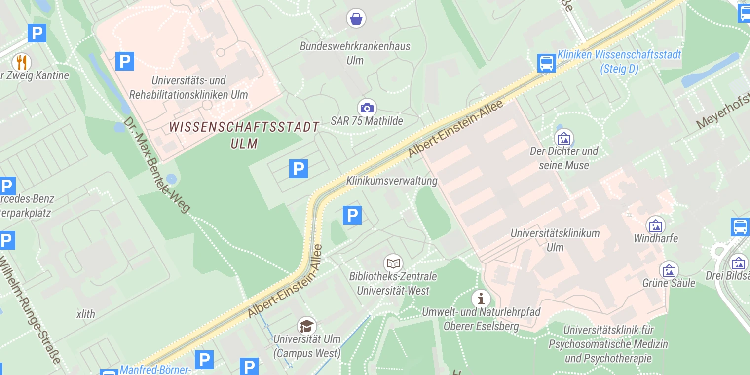 Kartenansicht Universitätsklinikum Ulm