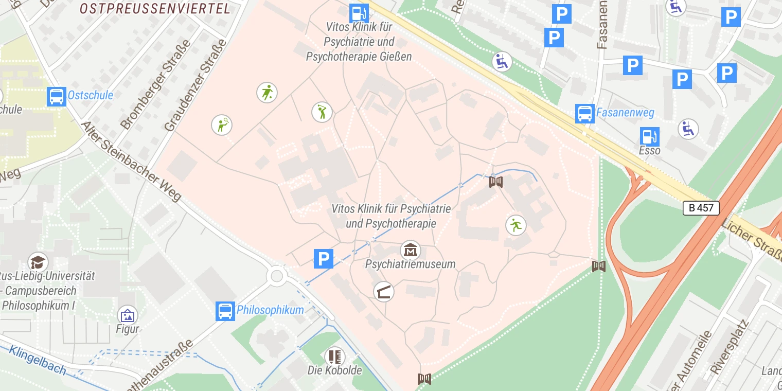 Kartenansicht Vitos Klinikum Gießen-Marburg (Standort Gießen)