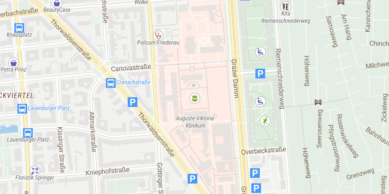 Kartenansicht Vivantes Auguste-Viktoria-Klinikum