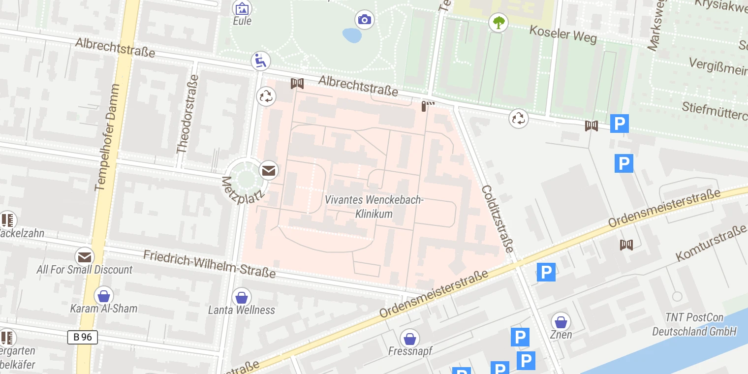 Kartenansicht Vivantes Wenckebach-Klinikum