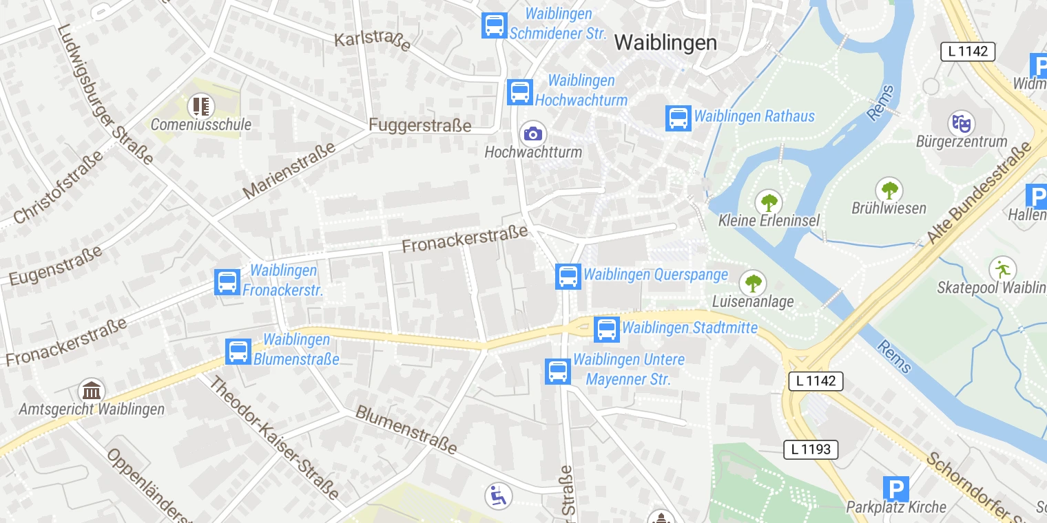 Kartenansicht Waiblinger Zentralklinik