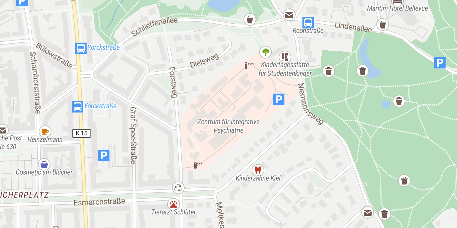 Kartenansicht Zentrum für Integrative Psychiatrie (ZIP Kiel)