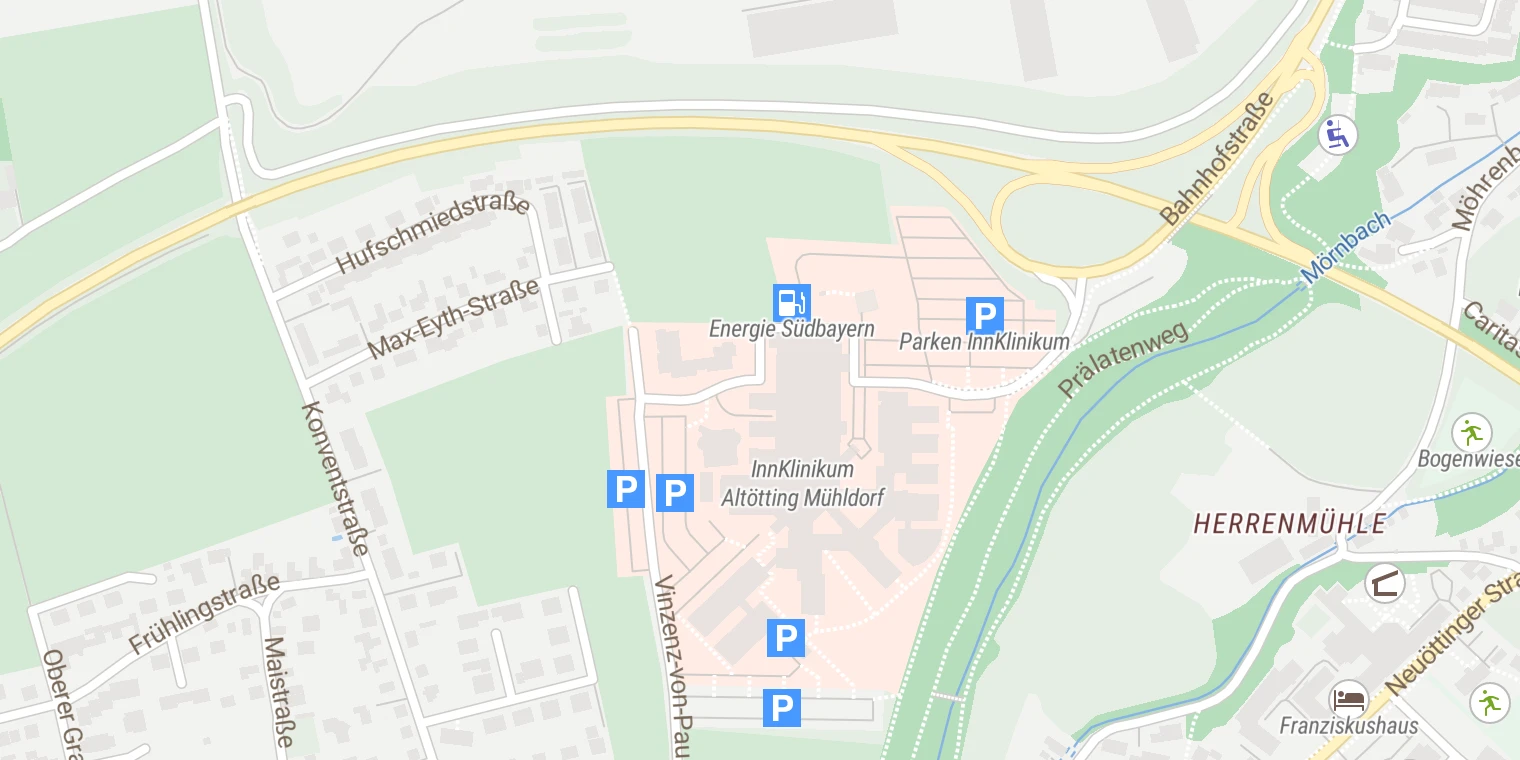 Kartenansicht Zentrum für Kinder und Jugendliche Inn-Salzach, Kinder- und Jugendpsychiatrie
