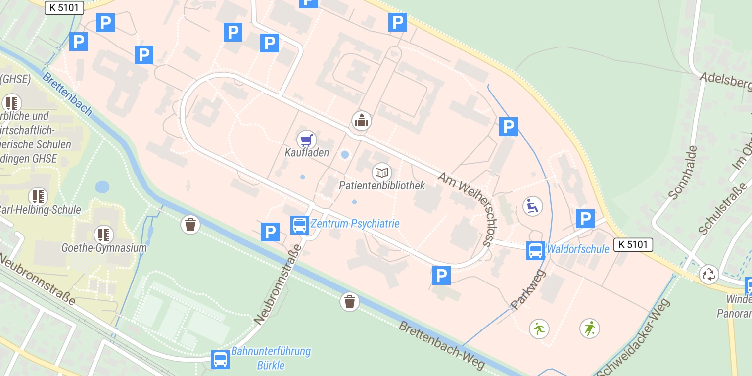 Kartenansicht Zentrum für Psychiatrie Emmendingen
