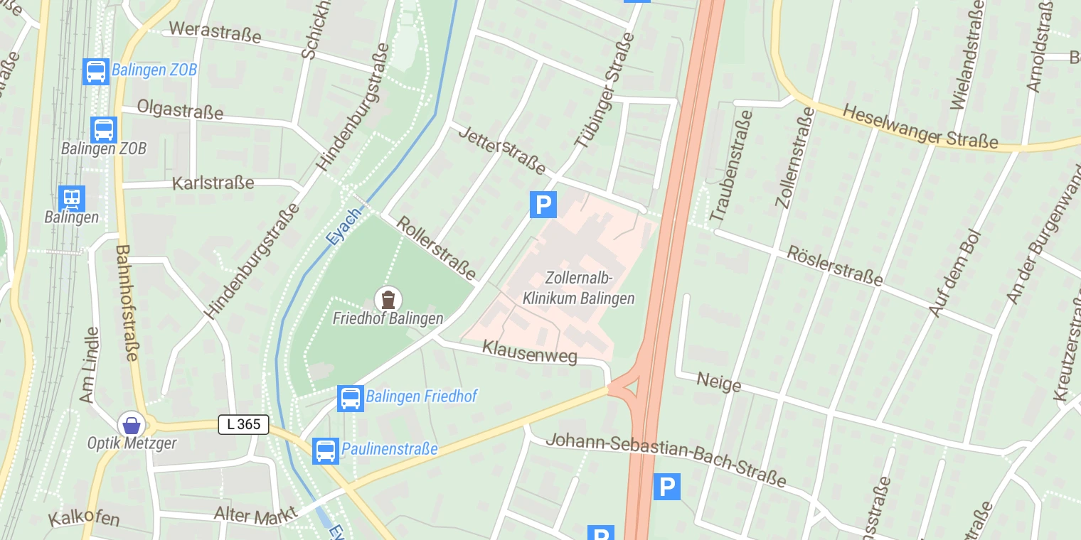 Kartenansicht Zollernalb Klinikum Bahlingen