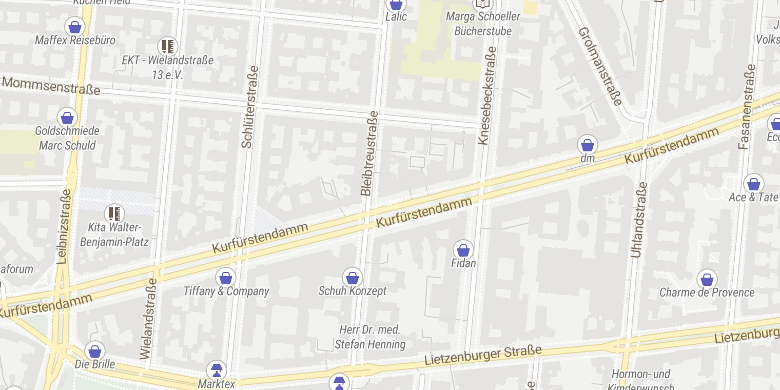Kartenansicht Dermatologie am Kurfürstendamm