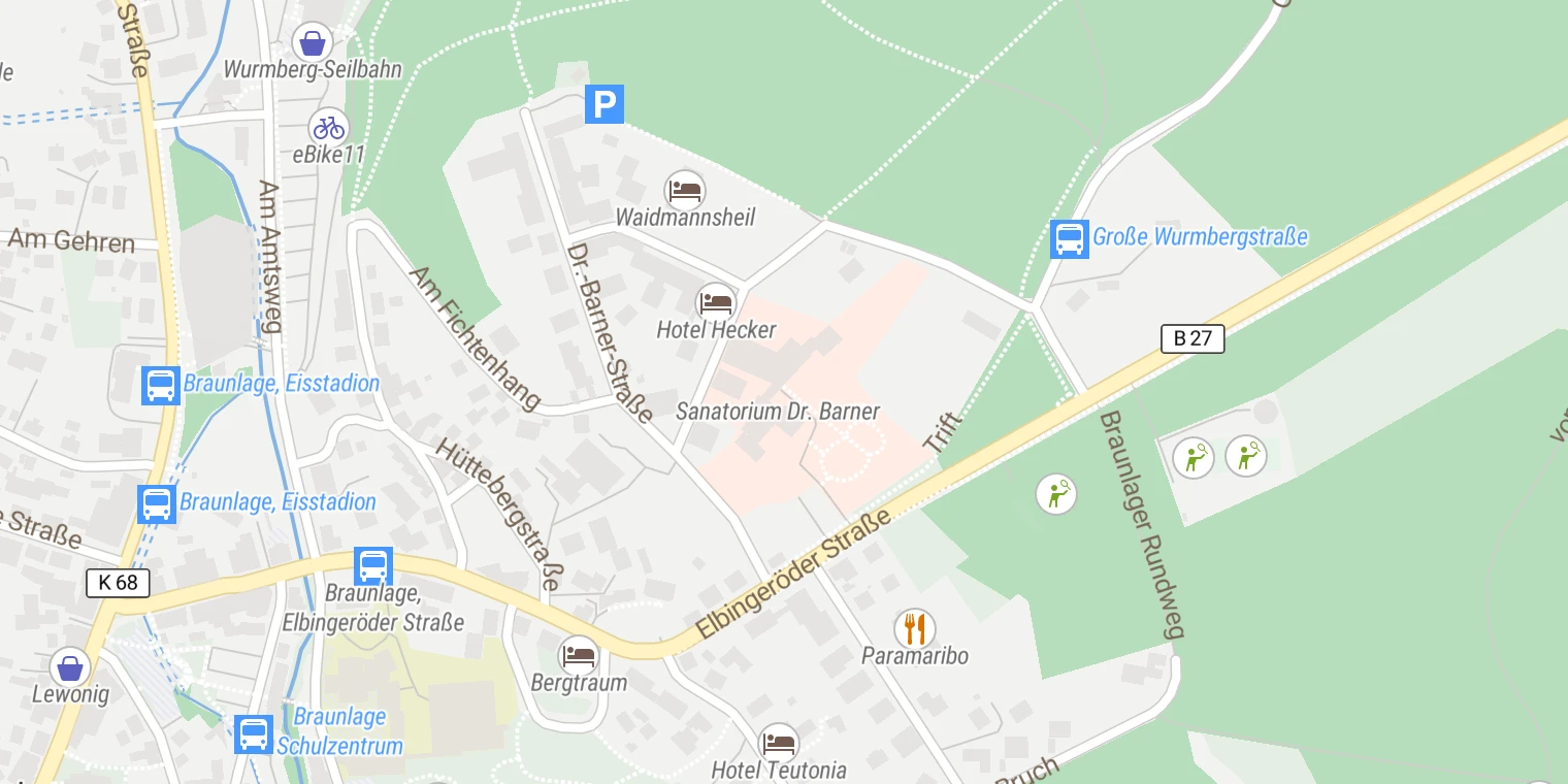 Kartenansicht Klinik Dr. Barner Braunlage/Harz