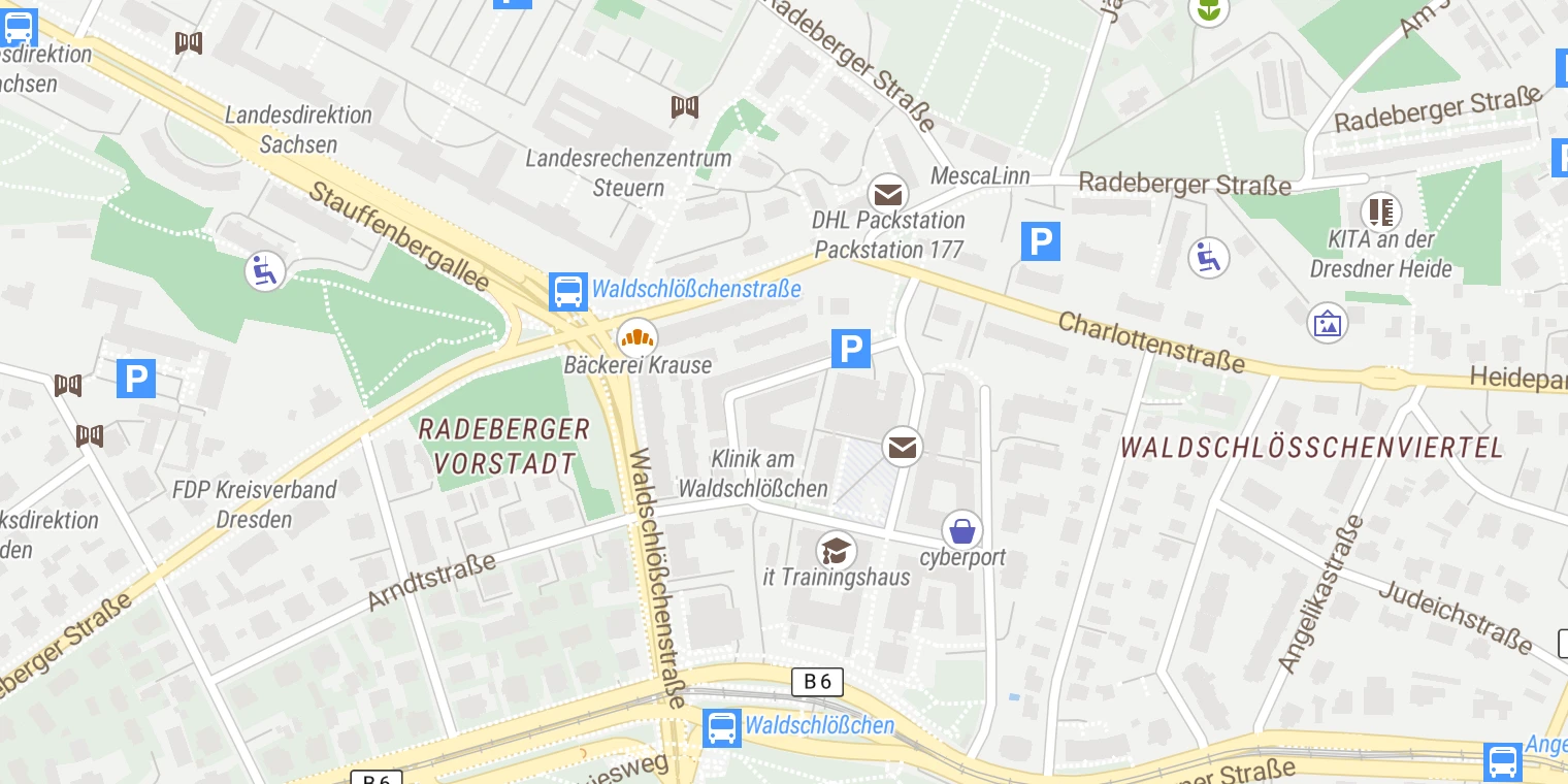 Kartenansicht Klinik Waldschlösschen
