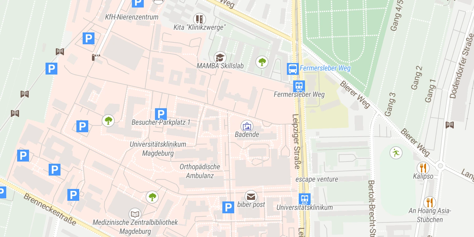 Kartenansicht Mitteldeutsches Kompetenznetz Seltene Erkrankungen/ Magdeburg/ Dessau/ Halle (MKSE)