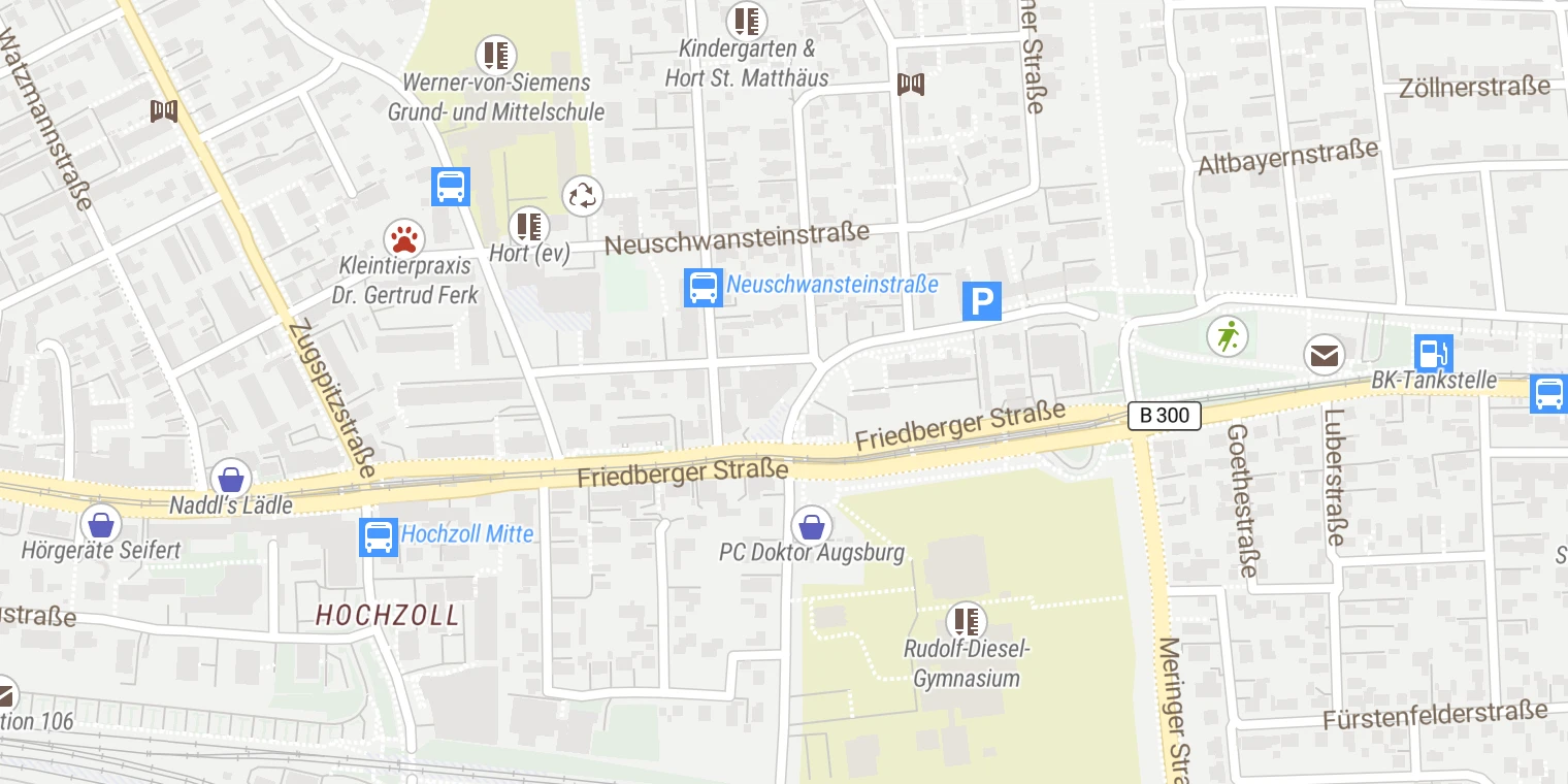 Kartenansicht Moser-Klinik Augsburg