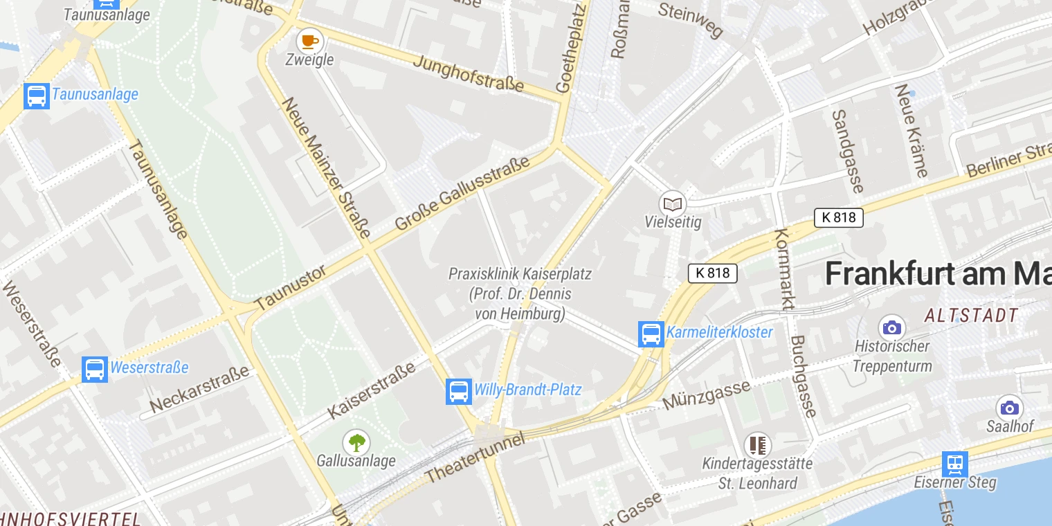 Kartenansicht Praxisklinik am Kaiserplatz