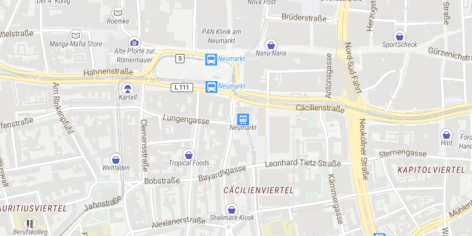 Kartenansicht Praxisklinik im Haubrichforum/Praxisklink für Ästhetische & Plastische Chirurgie in Köln - Dr. med. Savas Uckunkaya