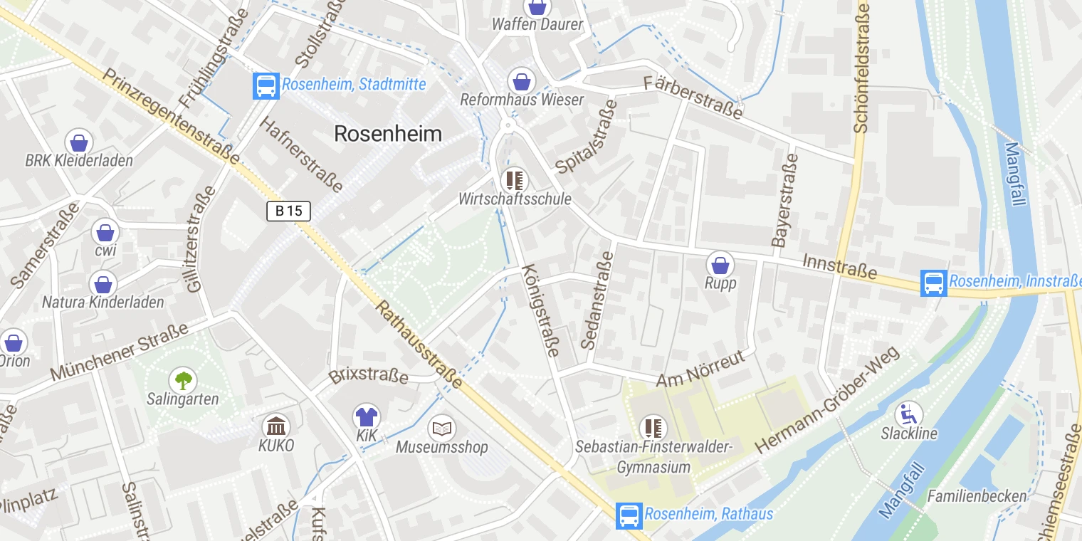 Kartenansicht Riedergarten Klinik Rosenheim
