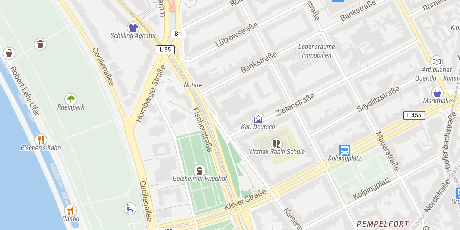 Kartenansicht Röntgeninstitut Düsseldorf - Standort Kaiserswerther Straße