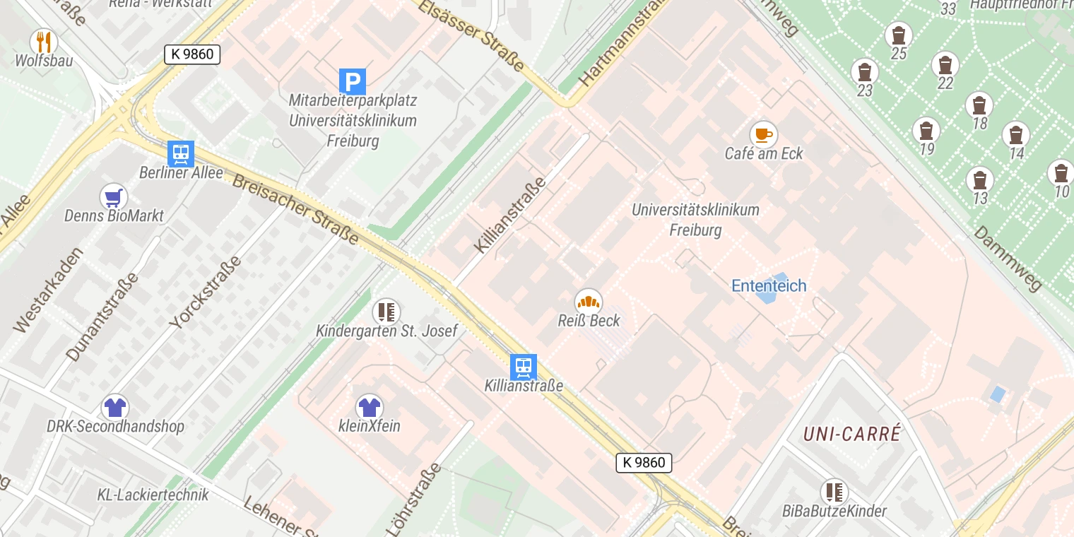 Kartenansicht Stereotaktische und Funktionelle Neurochirurgie am Universitätsklinikum Freiburg